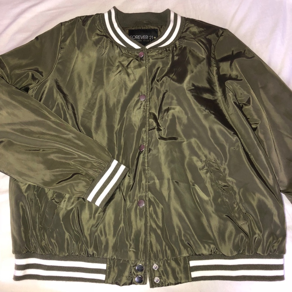 Military green bomber jacket